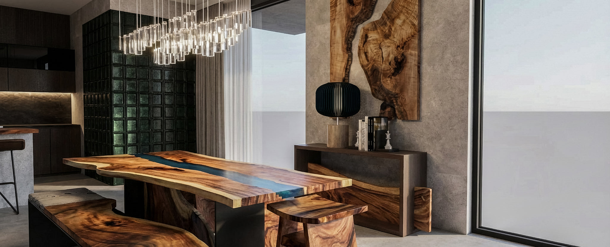 Live-Edge Dining Table with Resin