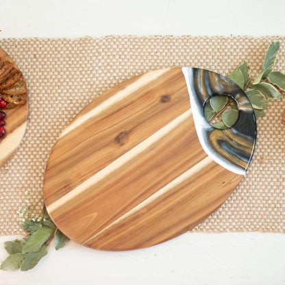 XL Oval Acacia Board With Dip Holder