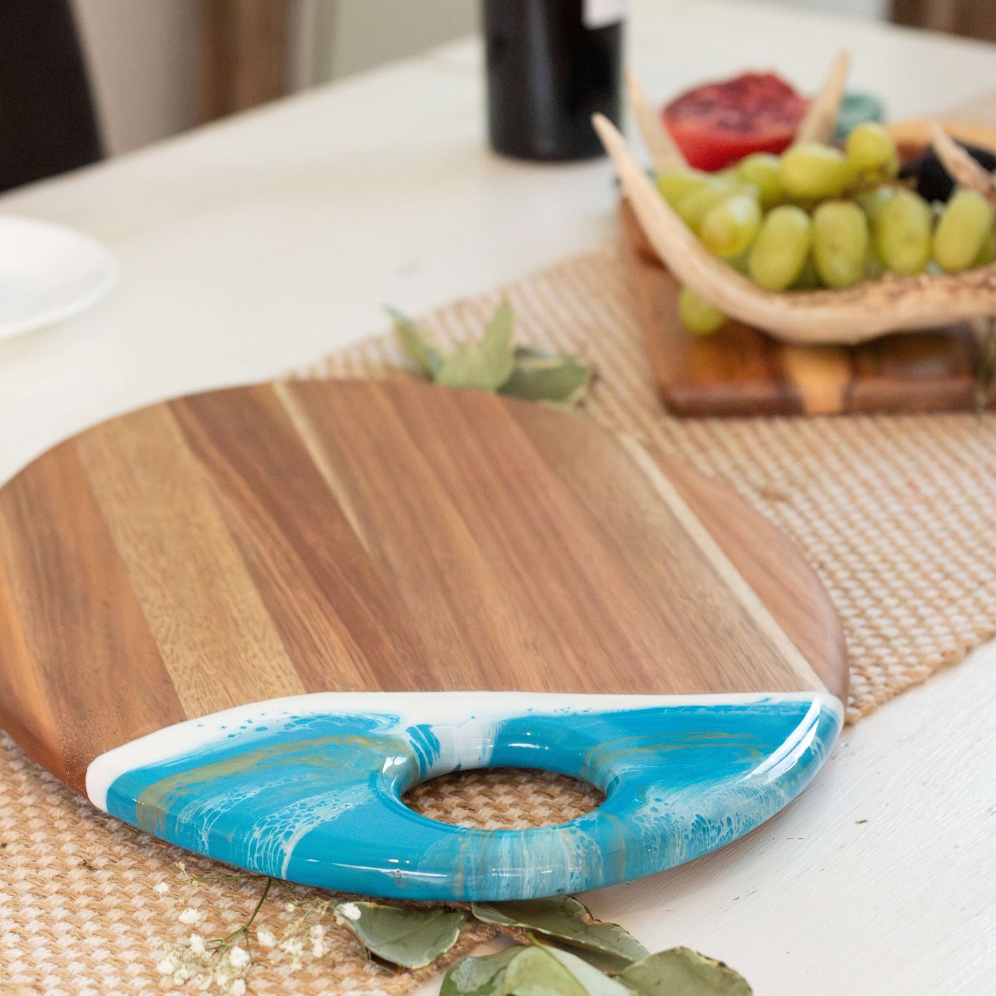 XL Oval Acacia Board With Dip Holder