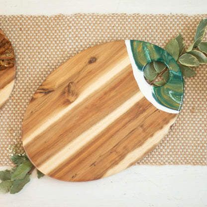 XL Oval Acacia Board With Dip Holder