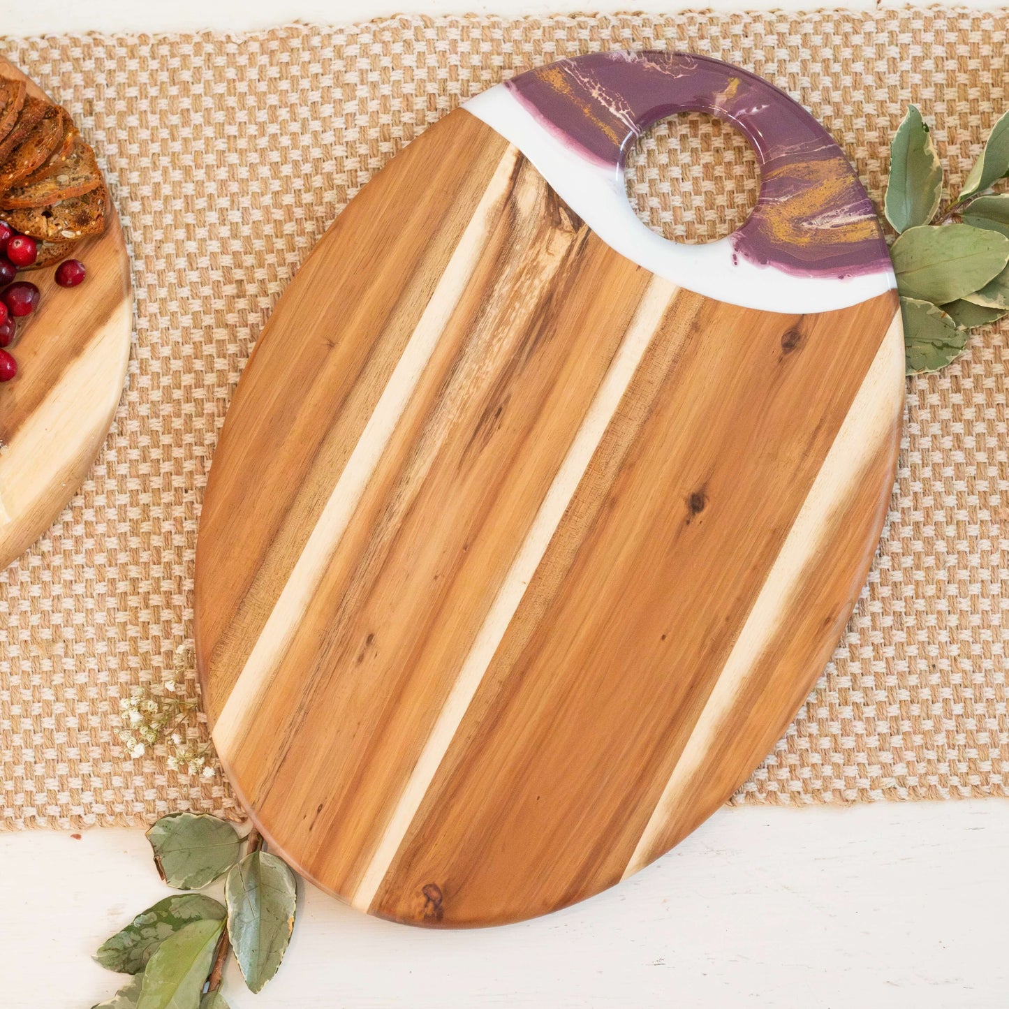 XL Oval Acacia Board With Dip Holder