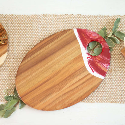 XL Oval Acacia Board With Dip Holder