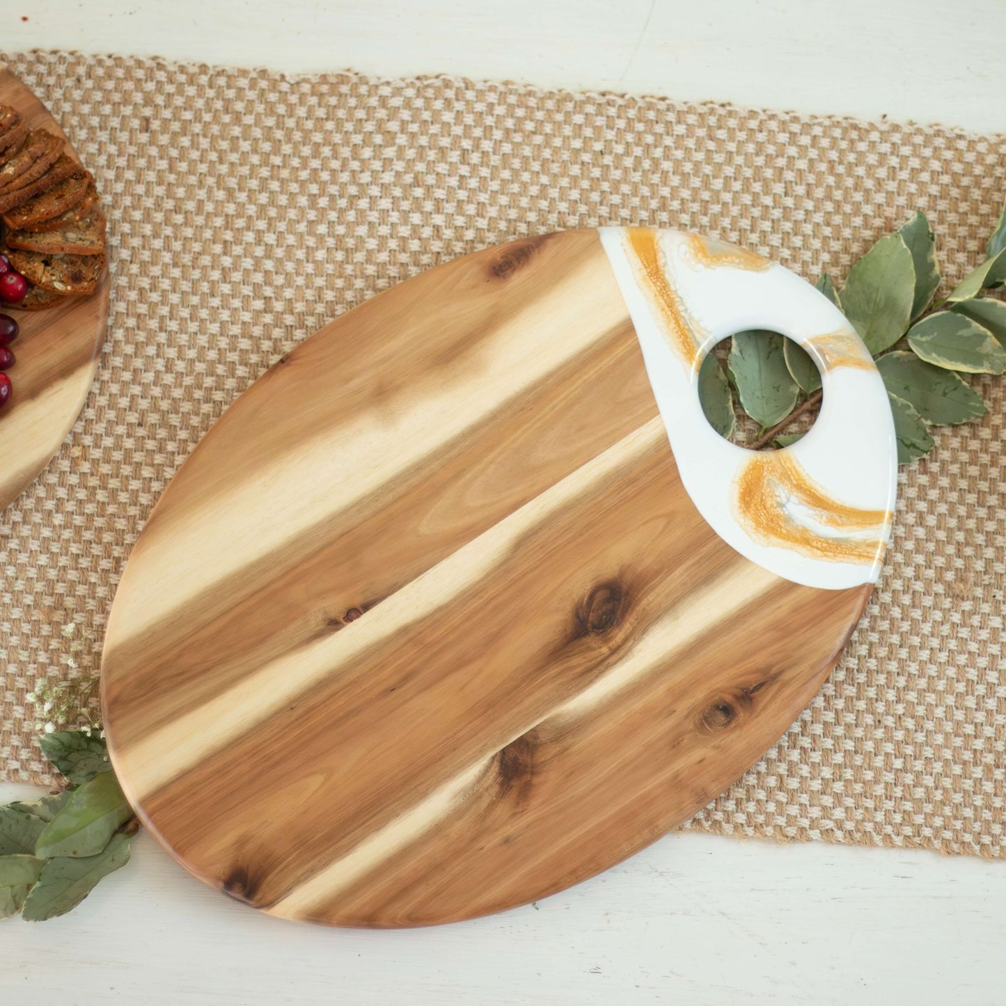 XL Oval Acacia Board With Dip Holder