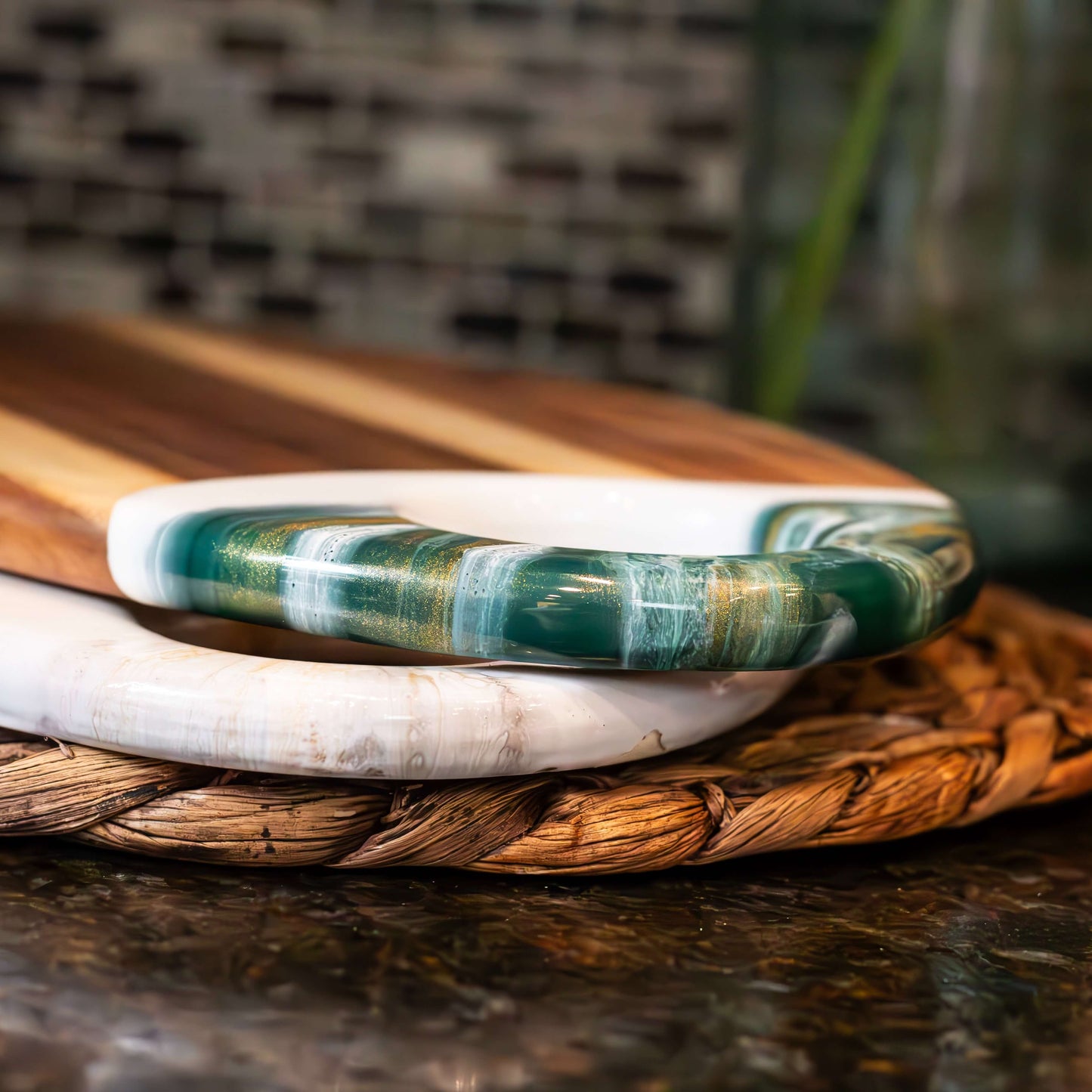 Large Oval Acacia Board With Dip Holder