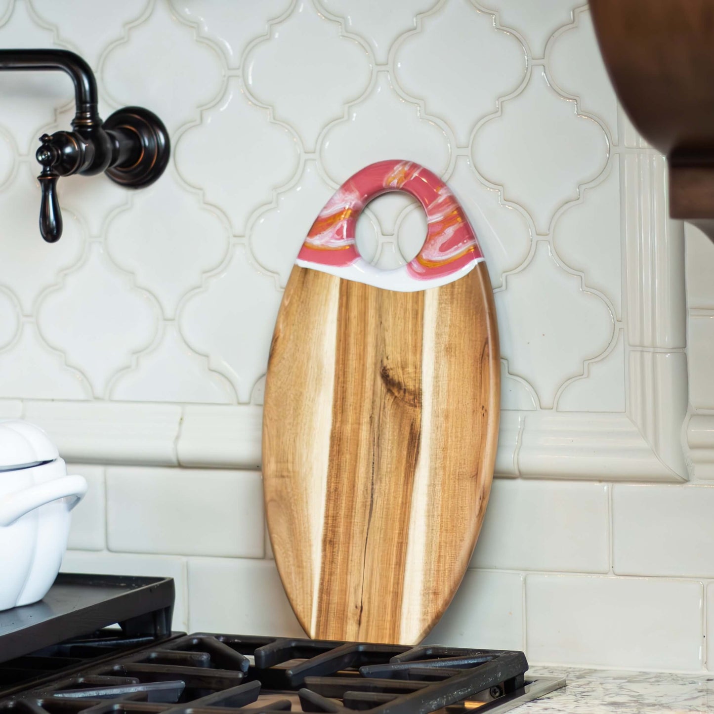 Large Oval Acacia Board With Dip Holder