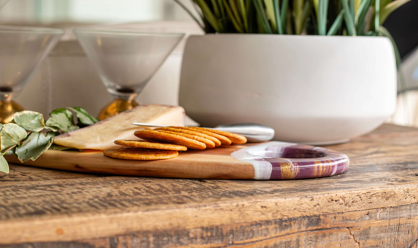 Large Oval Acacia Board With Dip Holder