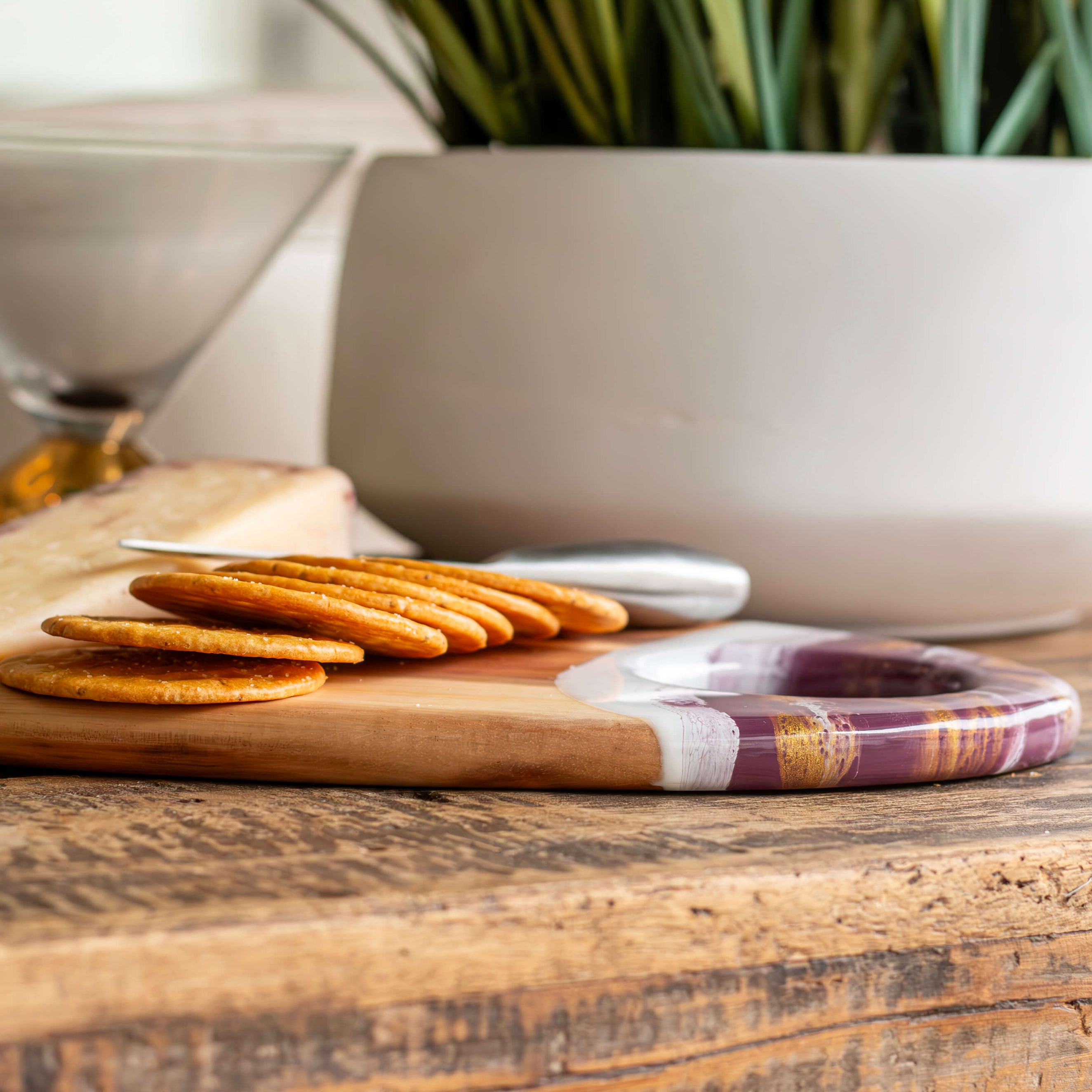 Large Oval Acacia Board With Dip Holder
