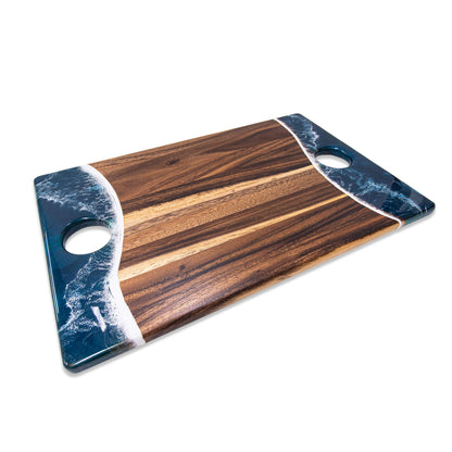 2XL Rectangle Acacia Board With Two Dip Holder