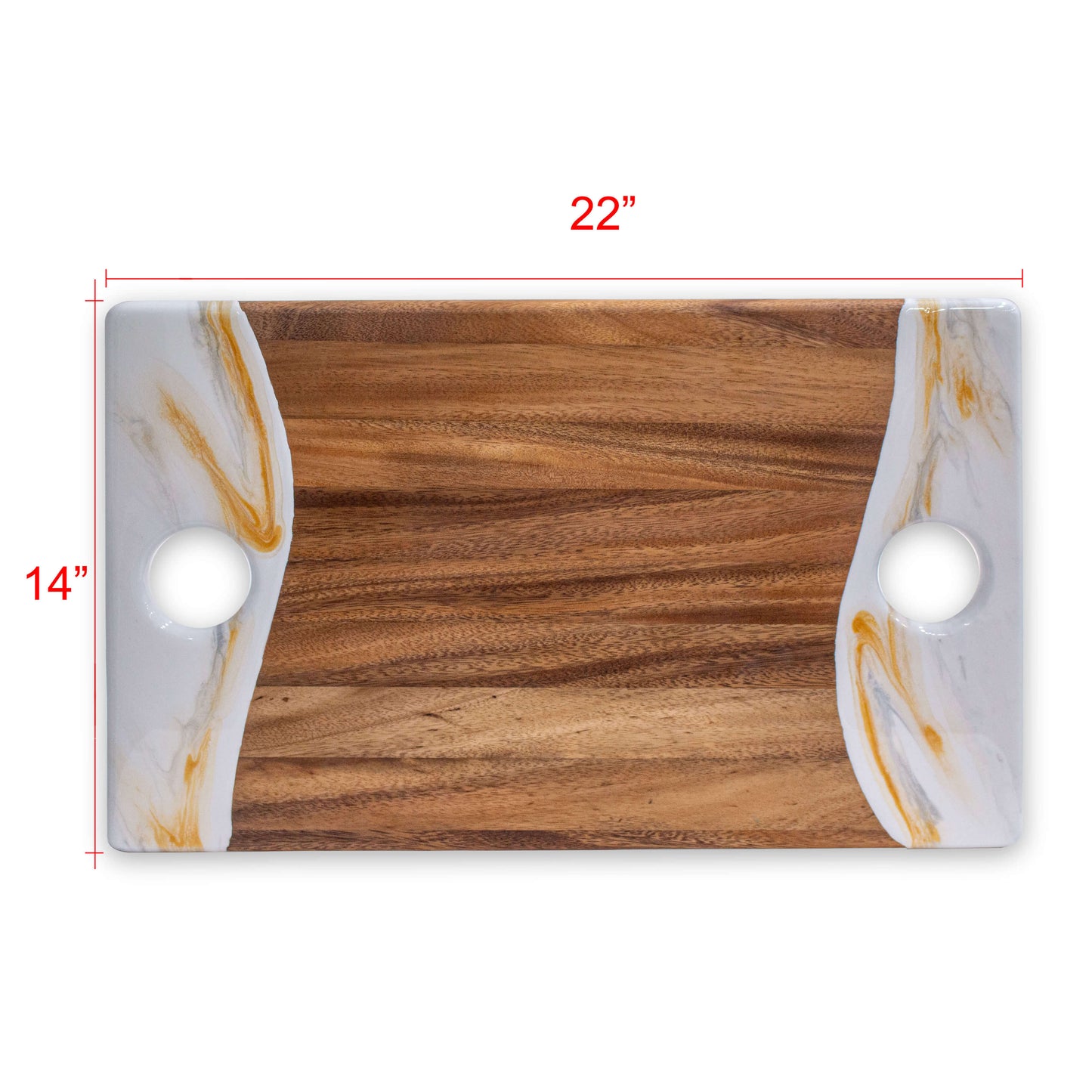 2XL Rectangle Acacia Board With Two Dip Holder