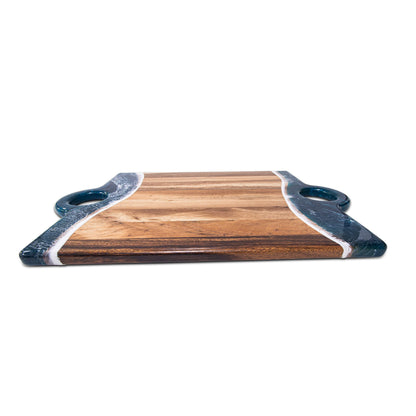 2XL Rectangle Acacia Board With Two Extended Dip Holder