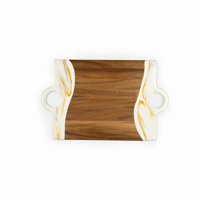 2XL Rectangle Acacia Board With Two Extended Dip Holder