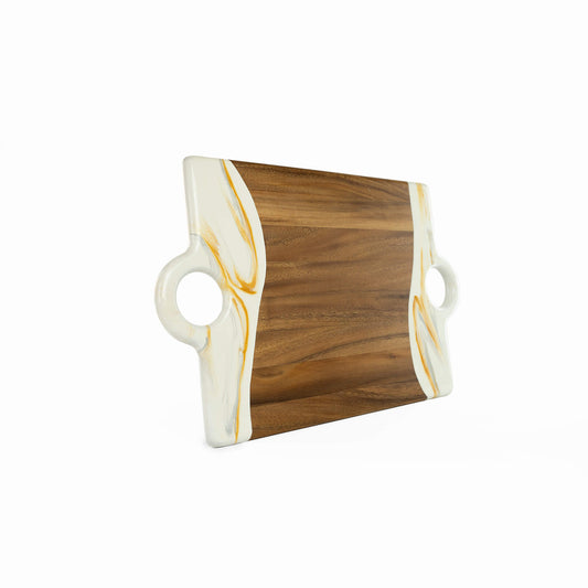 2XL Rectangle Acacia Board With Two Extended Dip Holder