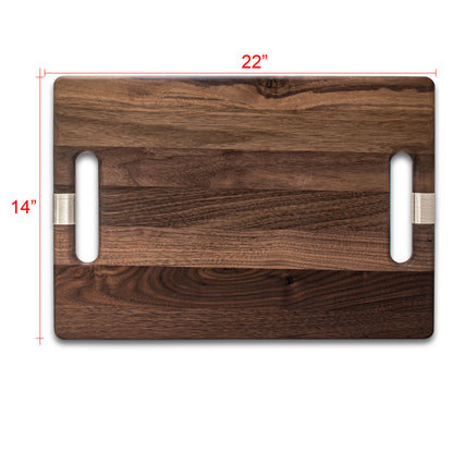 2XL Rectangle Walnut Board With 2 Handles with Wire Wrap