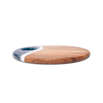 Large Round Acacia Board With Dip Holder